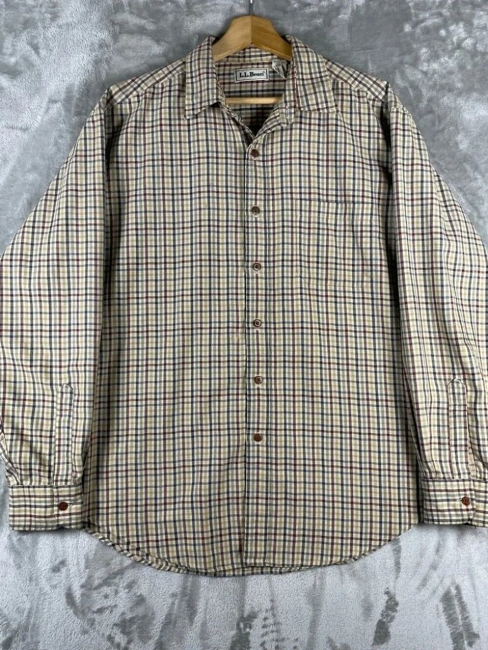 Vintage L.L. Bean Button Down Shirt Mens Large Plaid Long Sleeve